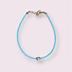 DD256 Turkuaz Minik Boncuk El Yapımı Halhal – Kalpli Nazar Boncuklu