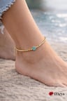 DD318 Gold Nazar Boncuklu Halhal El Yapımı