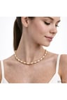 DD545 Gold Ara Boncuklu Oval İnci Kolye