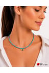 DD555 Turkuaz Heishi Boncuklu Nazar Göz Detaylı Choker Kolye