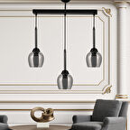 DEDE CAKALI ÜÇLÜ SARKIT AVİZE SİYAH FÜME CAMLI