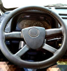 DİKİŞLİ DİREKSİYON KILIFI SİYAH DERİ GRİ DİKİŞLİ KARSAN J9 İÇİN