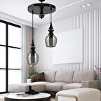 DEDE İKİLİ PERA SARKIT AVİZE FÜME CAMLI