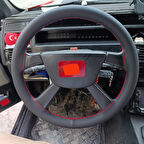 DİKİŞLİ DİREKSİYON KILIFI SİYAH DERİ KIRMIZI DİKİŞLİ FIAT TİPO İÇİN