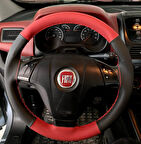 DİKİŞLİ DİREKSİYON KILIFI SİYAH DERİ KIRMIZI DERİ KIRMIZI DİKİŞLİ FIAT LİNEA İÇİN