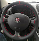 DİKİŞLİ DİREKSİYON KILIFI SİYAH DERİ KIRMIZI YÜZÜK KIRMIZI DİKİŞLİ FIAT DOBLO İÇİN