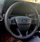 DİKİŞLİ DİREKSİYON KILIFI SİYAH DERİ NOKTALI DERİ MAVİ YÜZÜK / DİKİŞ F.OR.T FOCUS 4 TRANSİT İÇİN