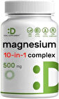 Deal Supplement Magnesium(Magnezyum) 10-in-1 Complex Supplement 500mg, 240 Veggie Capsules