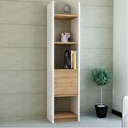 Kitaplık Elips 103 Tekli Beyaz Teak