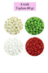 Dökme Cam Kum Boncuk Büyük Boy (6/0) 4 mm - 4 Renk - Toplam 80 Gram - BNC407