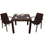 Mandella Elit Rattan 90x90 2 Kişilik Nirvana Koltuk Masa Takımı Kahverengi