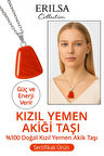 Sertifikalı AAA+ Kızıl Yemen Akiği Kolye – Beşgen Model, Gümüş Aparatlı