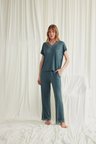 Arias Closet Kısa Kollu V Yakalı Dantelli Pijama Takımı