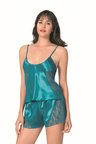 Arias Closet Petrol Saten Babydoll Şort Takımı