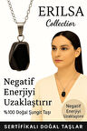 Sertifikalı Fasetli Şungit Doğal Taş Kolye – Negatif Enerji Koruma Denge ve Sağlık Taşı