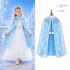 Kar Tanesi Desenli Mavi Elsa Pelerini - Astarlı Frozen Pelerini 85 cm