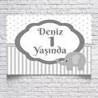 Çizgili Fil Temalı Doğum Günü Afişi 35X50 cm