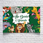 Safari Hayvanlar Temalı Doğum Günü Afişi 70X100 cm