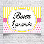 Çizgili Puantiyeli Doğum Günü Afişi 35X50 cm