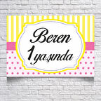 Çizgili Puantiyeli Doğum Günü Afişi 70X100 cm