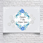 Mavi Çiçek Temalı Doğum Günü Afişi 70X100 cm