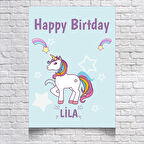Unicorn Temalı Doğum Günü Afişi 35X50 cm
