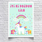 Unicorn Temalı Doğum Günü Afişi 70X100 cm
