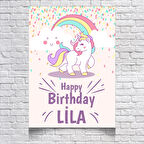 Unicorn Temalı Doğum Günü Afişi 100X150 cm