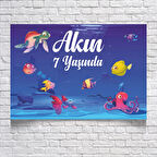 DENİZ VE BALIK TEMALI DOĞUM GÜNÜ AFİŞİ 35X50 cm