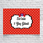 Kırmızı Puantiyeli Doğum Günü Afişi 35X50 cm