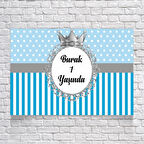 Mavi Çizgili Puantiyeli Doğum Günü Afişi 50X70 cm