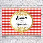 Kırmızı Beyaz Desenli Doğum Günü Afişi 70 x 100