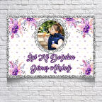 Mor Çiçekli Doğum Günü Afişi 50X70 cm