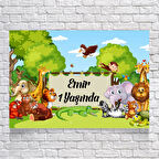 Safari Temalı Doğum Günü Afişi 50X70 cm