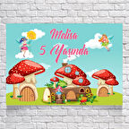 Peri ve Mantar Ev Temalı Doğum Günü Afişi 70X100 cm