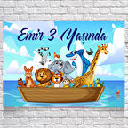 Safari Hayvanları Denizde Doğum Günü Afişi 70X100 cm