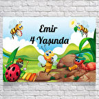 Karınca ve Ağustos Böceği Temalı Doğum Günü Afişi 70X100 cm
