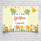 Müzik Ve Kuş Temalı Doğum Günü Afişi 35x50 Cm