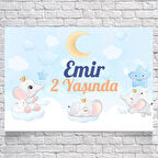 Uykucu Fil Temalı Doğum Günü Afişi 100X150 cm