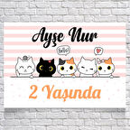 Kedi Teamlı Doğum Günü Afişi 50 x 70