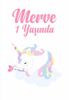 Unicorn Temalı Doğum Günü Afişi 35X50 cm