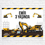 Iş Makinesi Temalı Doğum Günü Afişi 70x100 Cm