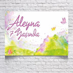 Renkli Kelebek Temalı Doğum Günü Afişi 100X150 cm