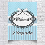 Mavi Çizgili Doğum Günü Afişi 70X100 cm