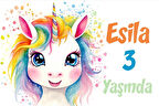 Gökkuşağı Saçlı Unicorn Temalı Doğum Günü Afişi -1 35X50 cm