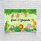 Orman ve Hayvanlar Temalı Doğum Günü Afişi 100X150 cm