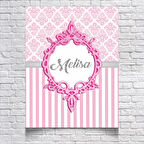 Pembe Damask Desenli Doğum Günü Afişi 50X70 cm