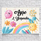 Şeker Gökkuşağı Temalı Doğum Günü Afişi 35X50 cm