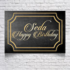Siyah Gold Çerçeveli Doğum Günü Afişi 100X150 cm
