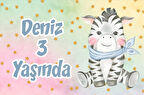 Sevimli Zebra Doğum Günü Afişi 35X50 cm